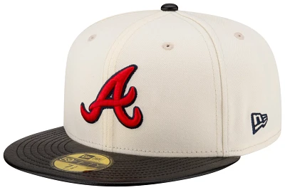 New Era Men's Atlanta Braves Navy Leather 59Fifty Fitted Visor