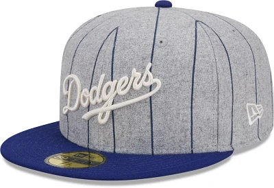 New Era Men's Los Angeles Dodgers Dodger Blue Heather Pinstripe 59Fifty Fitted Hat