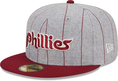 New Era Men's Philadelphia Phillies Red Heather Pinstripe 59Fifty Fitted Hat