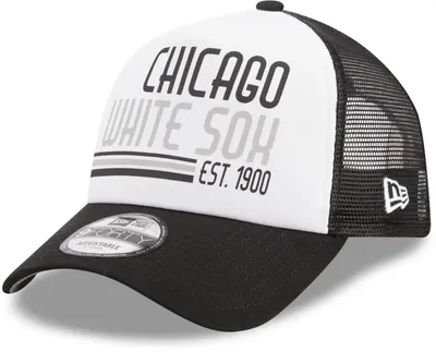 New Era Men's Chicago White Sox Black Stacked 9Forty Adjustable Hat