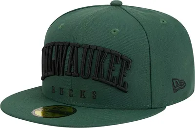 New Era Adult Milwaukee Bucks Text 59Fifty Hat