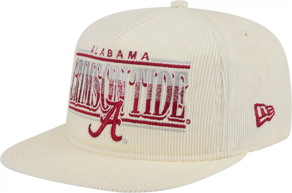 New Era Men's Alabama Crimson Tide White Corduroy Golfer Adjustable Hat