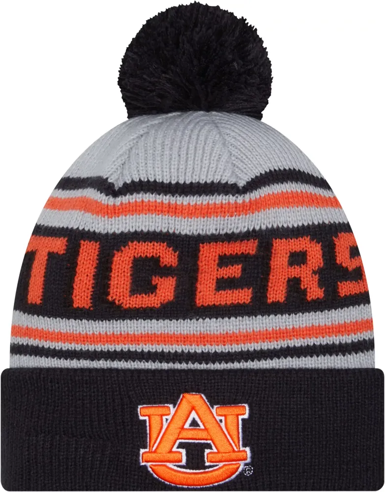 New Era Men's Auburn Tigers Blue Pom Wordmark Beanie