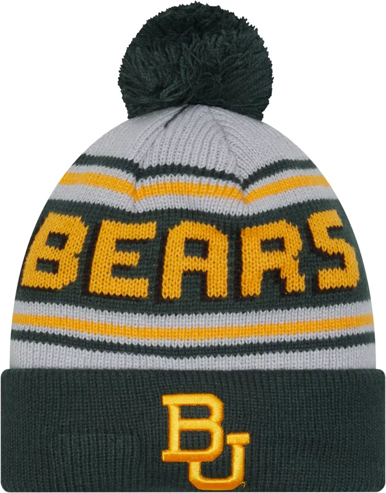 New Era Men's Baylor Bears Green Pom Wordmark Beanie