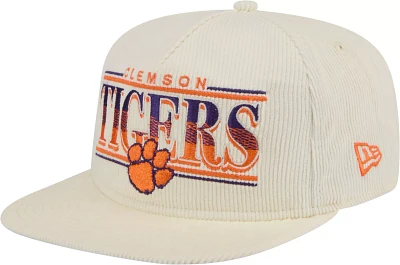 New Era Men's Clemson Tigers White Corduroy Golfer Adjustable Hat