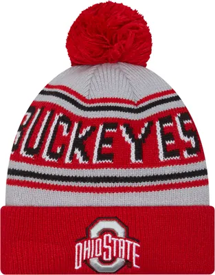 New Era Men's Ohio State Buckeyes Scarlet Pom Wordmark Beanie