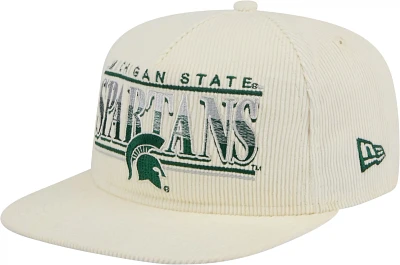 New Era Men's Michigan State Spartans White Corduroy Golfer Adjustable Hat