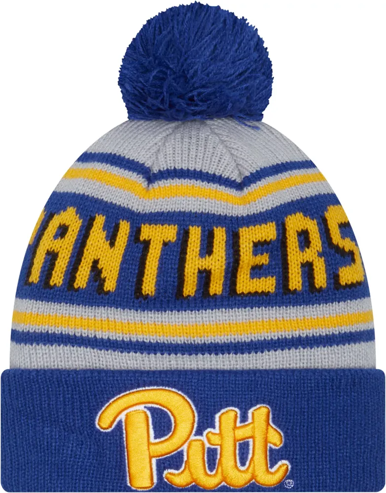 New Era Men's Pitt Panthers Blue Pom Wordmark Beanie