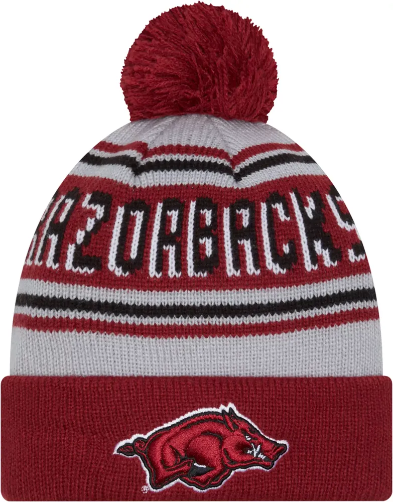 New Era Men's Arkansas Razorbacks Cardinal Pom Wordmark Beanie