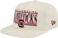 New Era Men's South Carolina Gamecocks White Corduroy Golfer Adjustable Hat