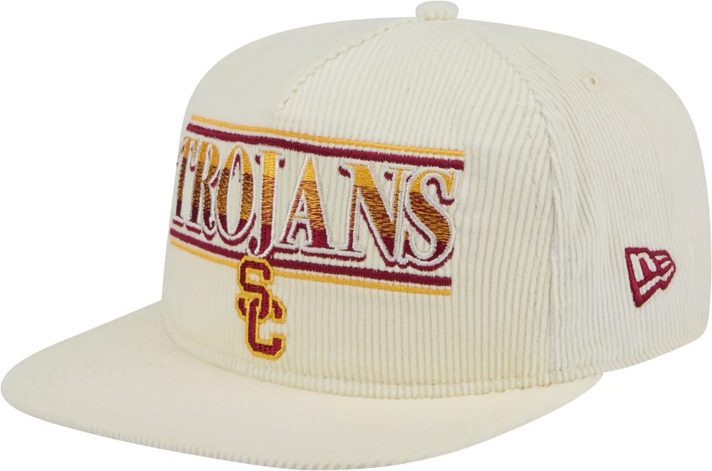 New Era Men's USC Trojans White Corduroy Golfer Adjustable Hat