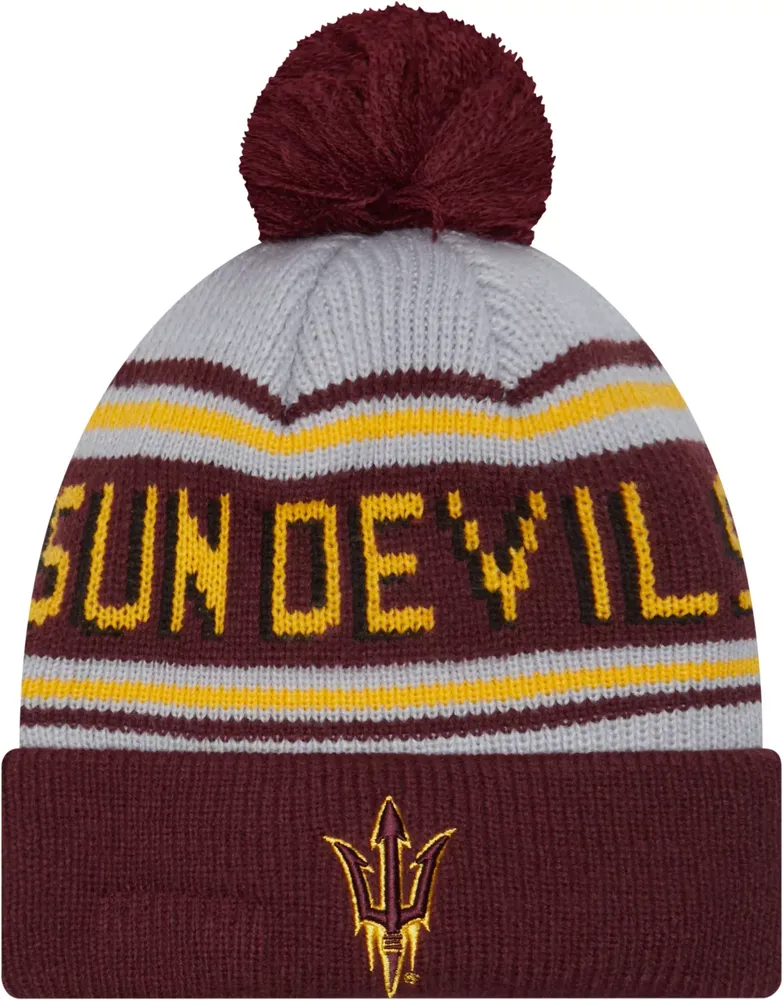 New Era Men's Arizona State Sun Devils Maroon Pom Wordmark Beanie