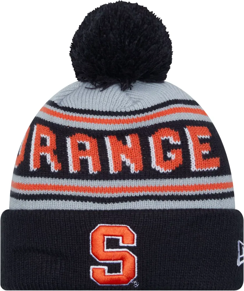 New Era Men's Syracuse Orange Blue Pom Wordmark Beanie