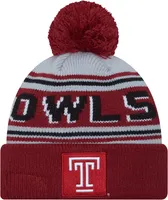 New Era Men's Temple Owls Cherry Pom Wordmark Beanie