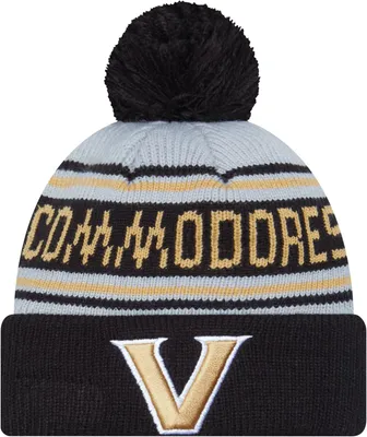 New Era Men's Vanderbilt Commodores Black Pom Wordmark Beanie