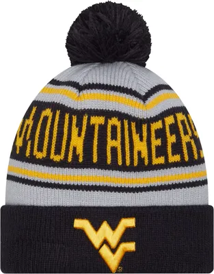 New Era Men's West Virginia Mountaineers Blue Pom Wordmark Beanie