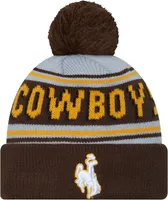 New Era Men's Wyoming Cowboys Brown Pom Wordmark Beanie