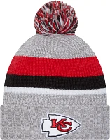 New Era Men's Kansas City Chiefs Heather Grey Pom Knit Beanie