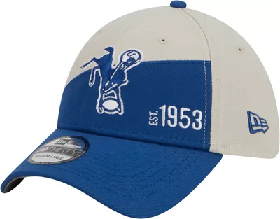 New Era Men's Indianapolis Colts 2023 Sideline Historic Blue 39Thirty Stretch Fit Hat