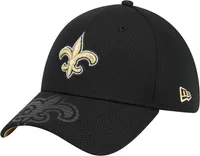 New Era Men's New Orleans Saints Top Visor 39Thirty Black Stretch Fit Hat