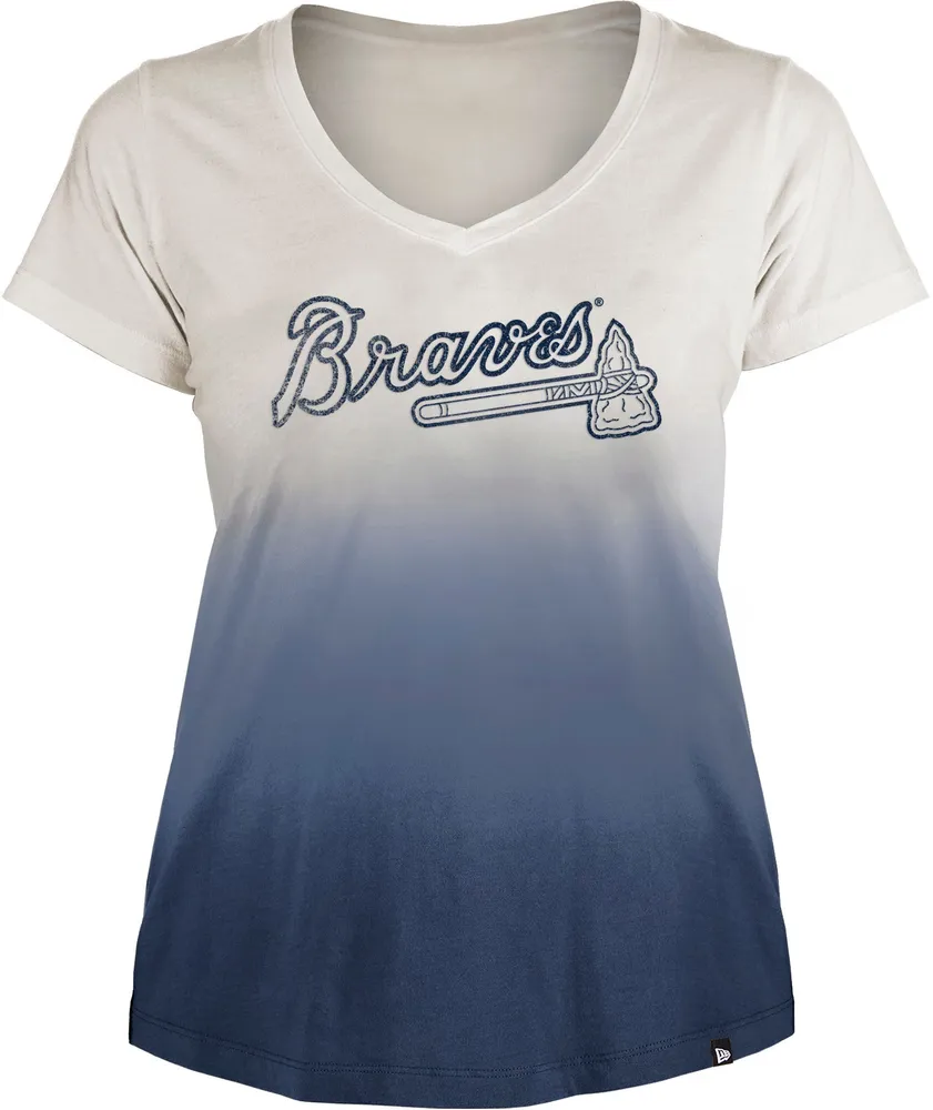 New Era Women's Atlanta Braves Navy Dipdye Scoop V-Neck