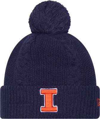 New Era Women's Illinois Fighting Illini Blue Cable Knit Beanie