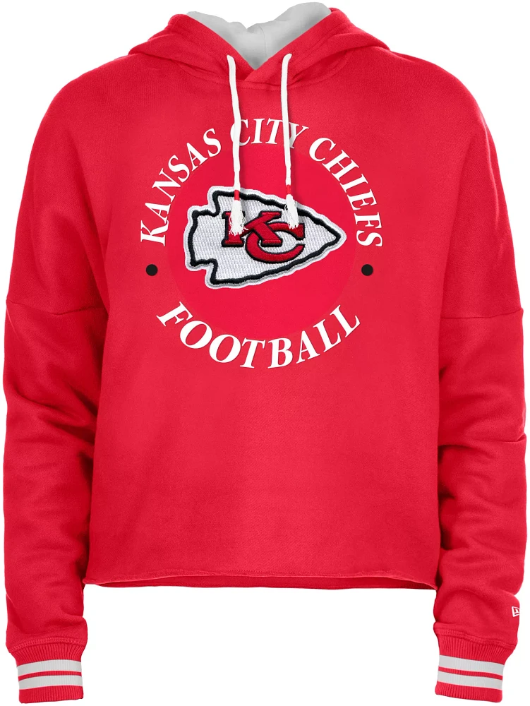 New Era Women's Kansas City Chiefs Red Raw Edge Cropped Hoodie