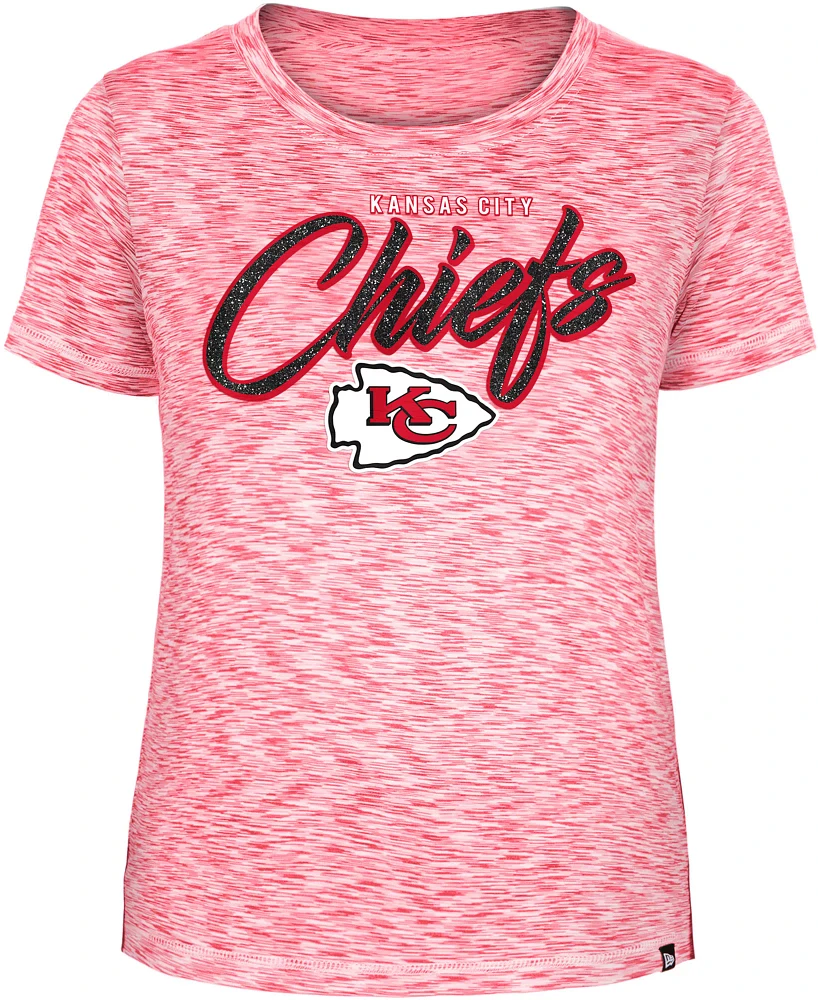 New Era Women's Kansas City Chiefs Space Dye Glitter Red T-Shirt