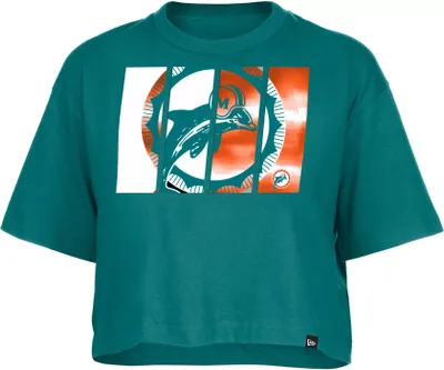 New Era Women's Miami Dolphins Panel Boxy Aqua T-Shirt