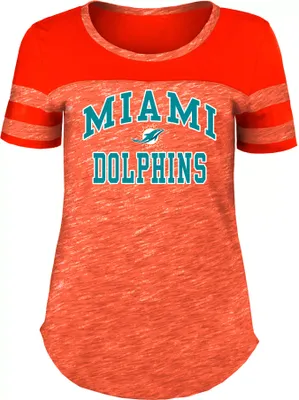 New Era Women's Miami Dolphins Arch Space Dye Orange T-Shirt