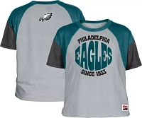 New Era Women's Philadelphia Eagles Color Block Grey T-Shirt