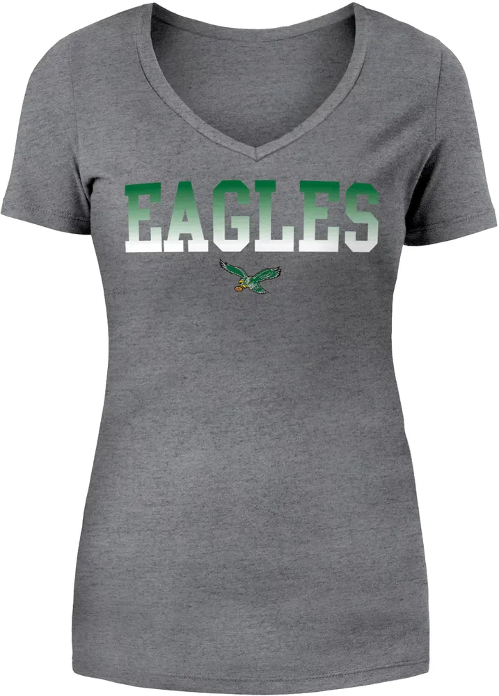 New Era Women's Philadelphia Eagles Legacy Graphic Grey V-Neck T-Shirt