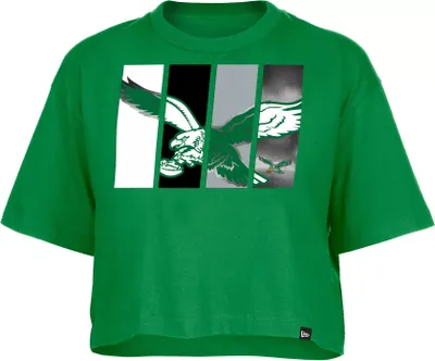 New Era Women's Philadelphia Eagles Panel Boxy Kelly Green T-Shirt