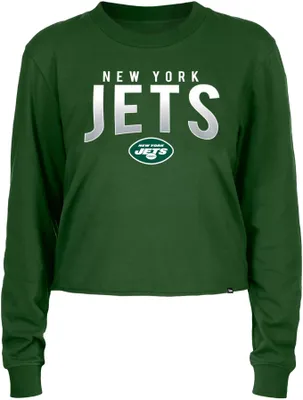 New Era Women's York Jets Green Sporty Long Sleeve Crop Top