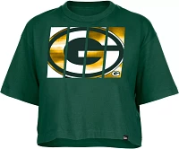 New Era Women's Green Bay Packers Panel Boxy Dark T-Shirt