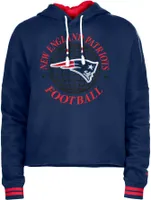 New Era Women's England Patriots Navy Raw Edge Cropped Hoodie