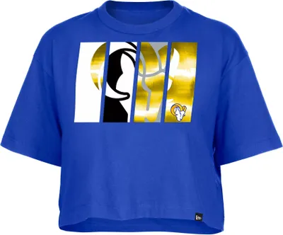 New Era Women's Los Angeles Rams Panel Boxy Bright Blue T-Shirt