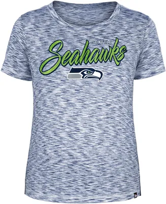 New Era Women's Seattle Seahawks Space Dye Glitter Navy T-Shirt