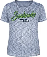 New Era Women's Seattle Seahawks Space Dye Glitter Navy T-Shirt