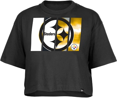 New Era Women's Pittsburgh Steelers Panel Boxy Black T-Shirt