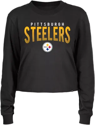 New Era Women's Pittsburgh Steelers Black Sporty Long Sleeve Crop Top