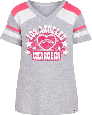 New Era Little Kids' Los Angeles Chargers Glitter Star Grey T-Shirt