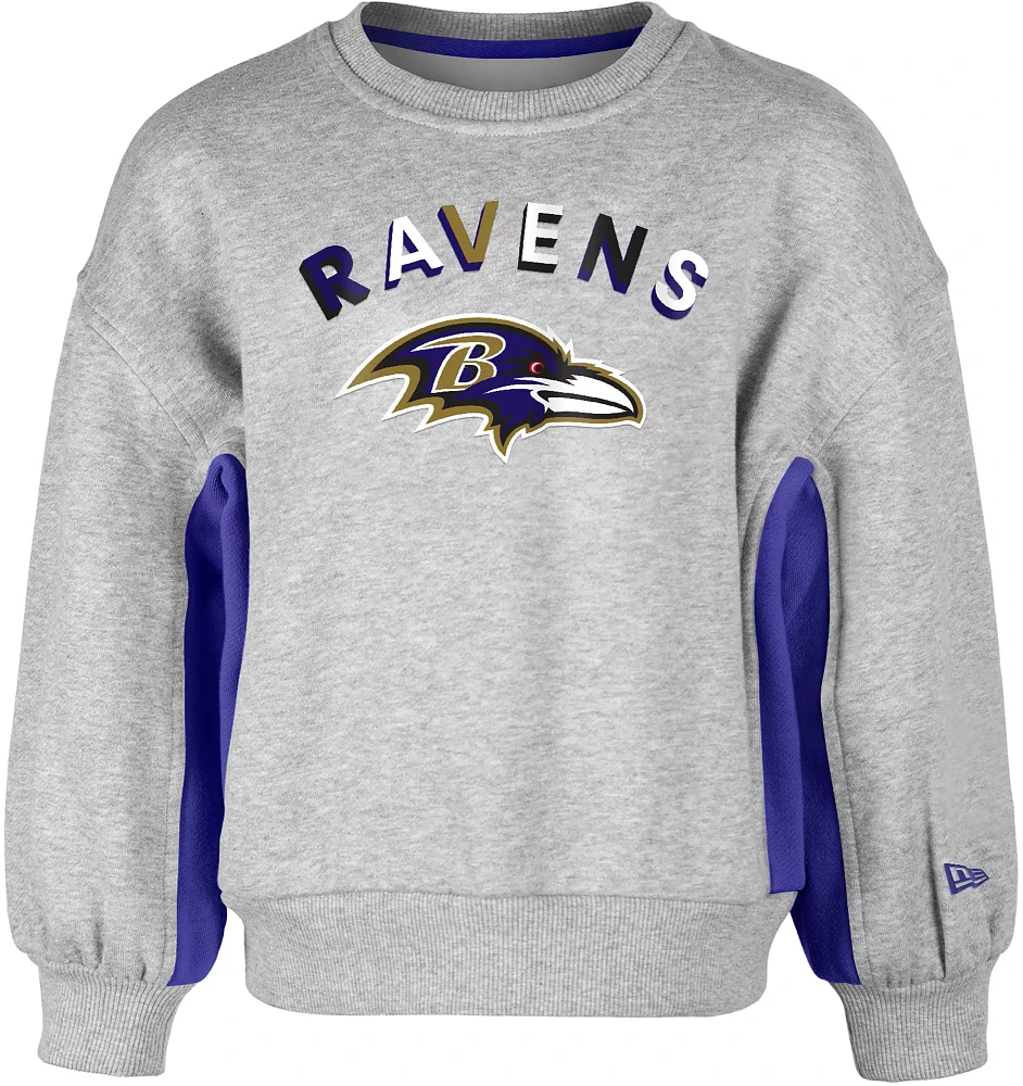 New Era Girls' Baltimore Ravens Balloon Grey Crew Sweatshirt