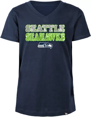 New Era Girls' Seattle Seahawks Sequins Navy T-Shirt