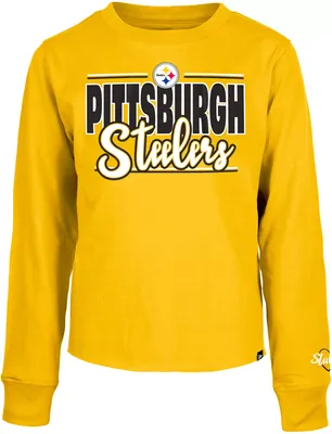 New Era Little Kids' Pittsburgh Steelers Script Gold Long Sleeve T-Shirt