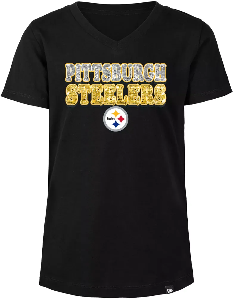 New Era Girls' Pittsburgh Steelers Sequins  T-Shirt