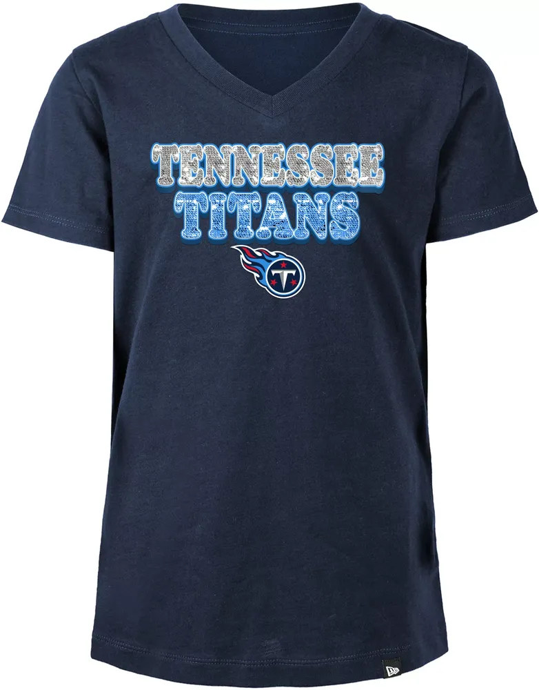 New Era Girls' Tennessee Titans Sequins Navy T-Shirt