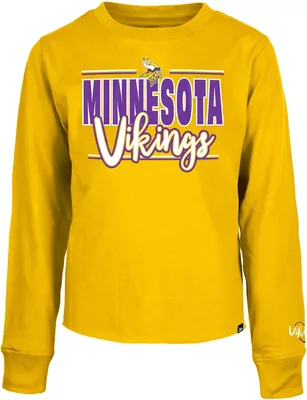 New Era Little Kids' Minnesota Vikings Script Gold Long Sleeve T-Shirt