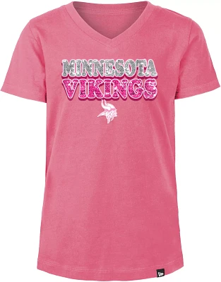 New Era Girls' Minnesota Vikings Sequins Pink T-Shirt