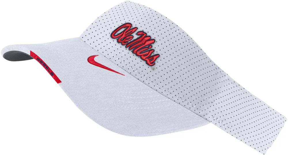 Nike Men's Ole Miss Rebels White Aero Football Sideline Visor